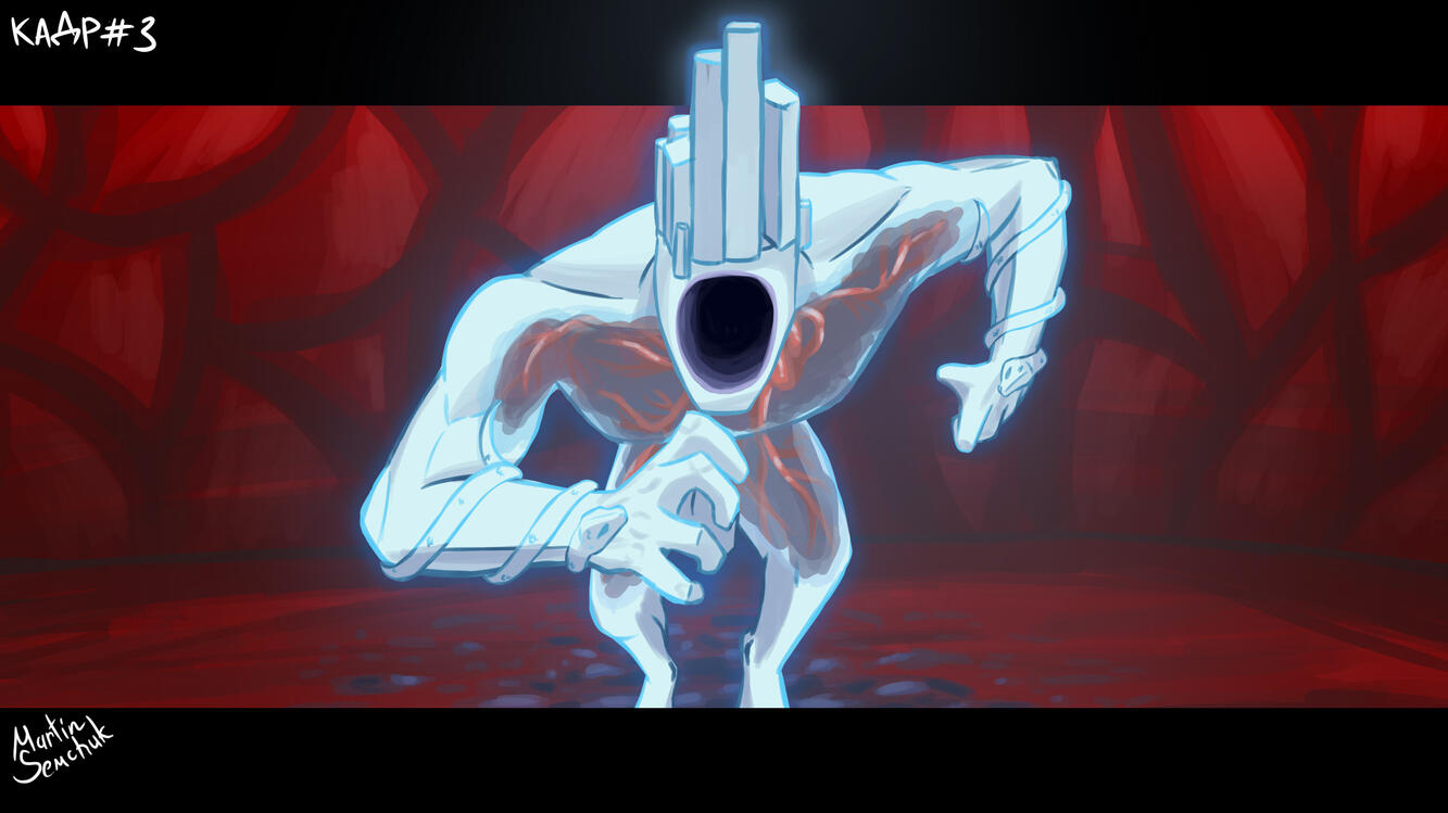 Across the Spider-Verse frame redraw as Minos Prime from ULTRAKILL
